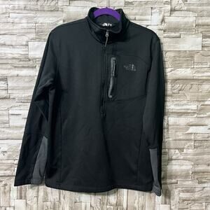 The North Face Men’s Black Grey Quarter Zip Front Pocket Sweatshirt Pullover L